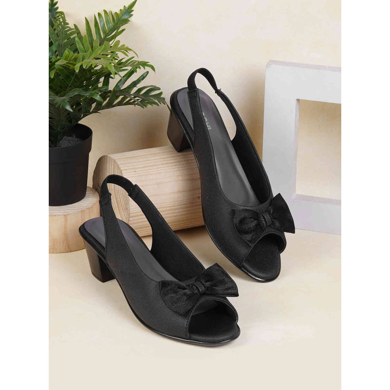Mochi Women Black Formal Heels (EURO 36)