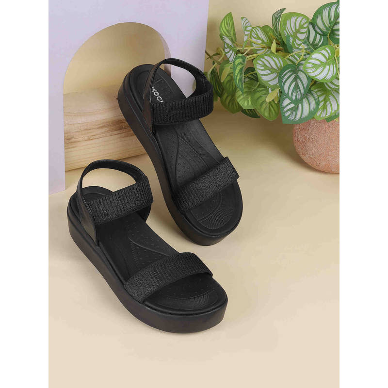 Mochi Women Black Casual Sandals (EURO 36)