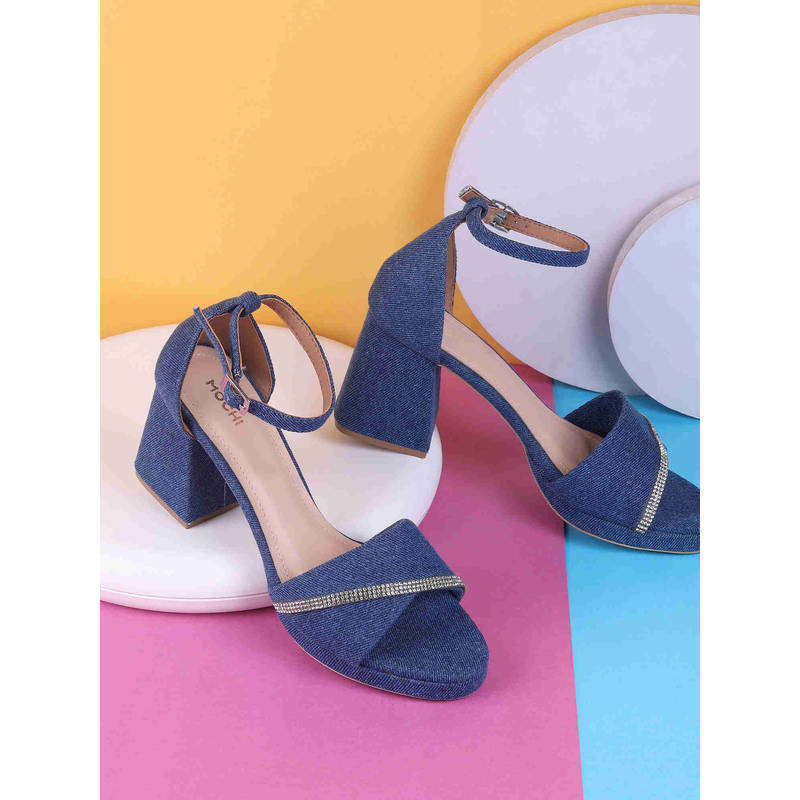 Mochi Women Navy Blue Casual Sandals (EURO 37)
