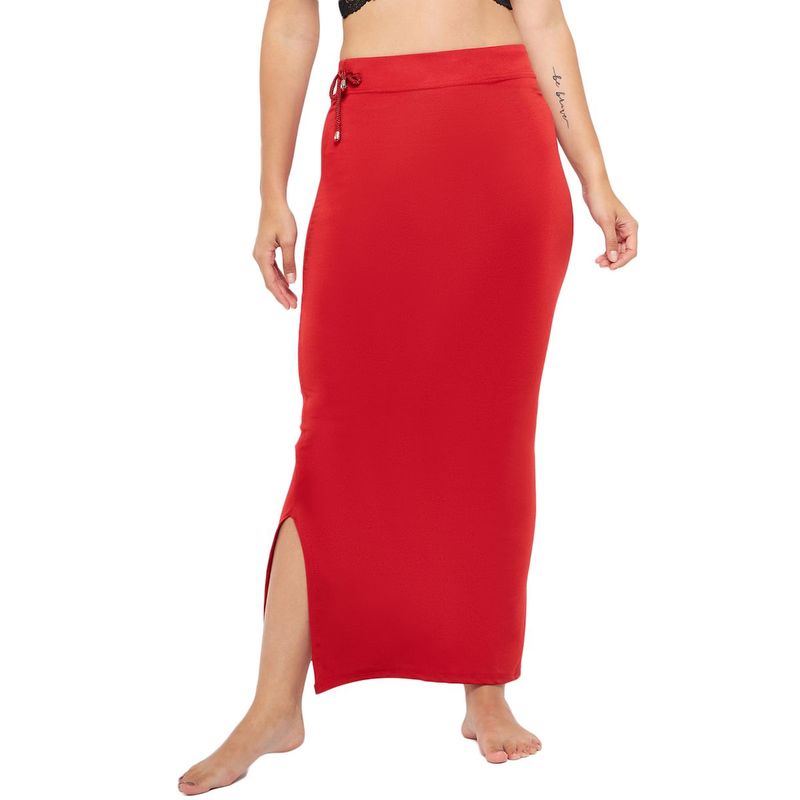 Secrets By ZeroKaata Seamless Saree Shapewear Petticoat for Women with Side Drawstring Red (XL)
