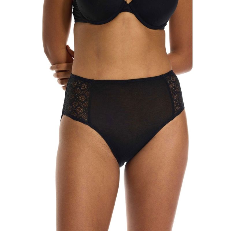 ButtChique Side-Stretch Lace Hip Hugger Panty Brief Black (2XL)