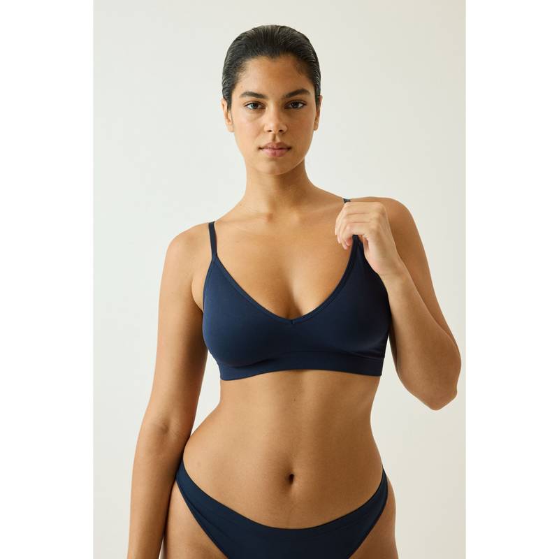 H&M Women Blue Seamless Padded Soft Bra (M)