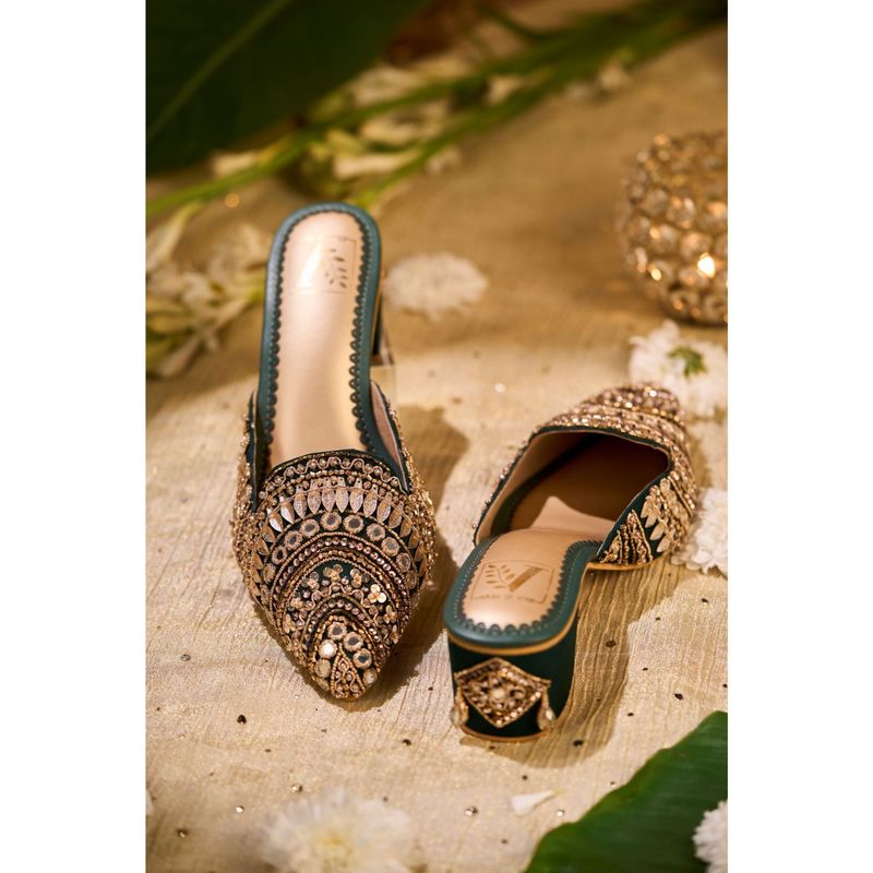 House of Vian Rabayat Green Mules (EURO 36)