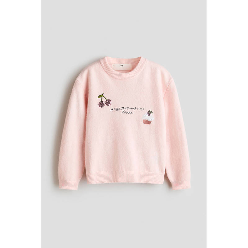 H&M Girls Pink Motif-Detail Jumper (2-4 Years)