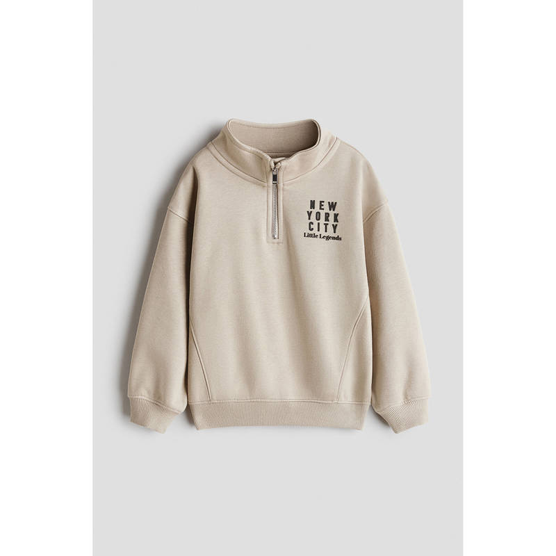 H&M Boys Beige Zip-Top Brushed-Inside Sweatshirt (1.5-2 Years)