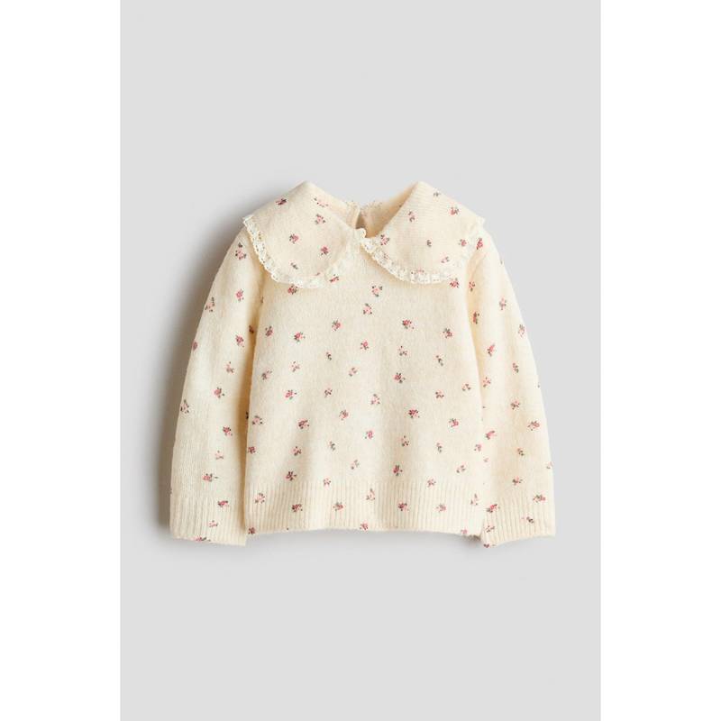 H&M Girls White Peter Pan-Collared Jumper (4-6 Months)
