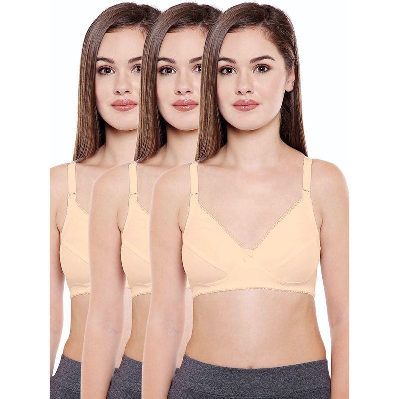 Bodycare 100% Cotton Non Padded Non Wired Feeding Bra (Pack of 3) (32B)