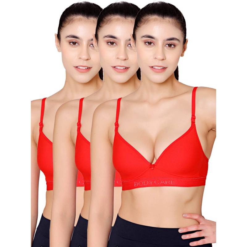 Bodycare Cotton Spandex Padded Non Wired T-Shirt Bra (Pack of 3) (30B)