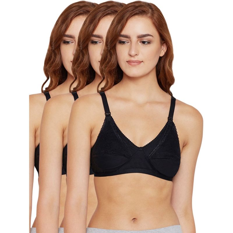 Bodycare 100% Cotton Non Padded Non Wired Feeding Bra (Pack of 3) (32B)