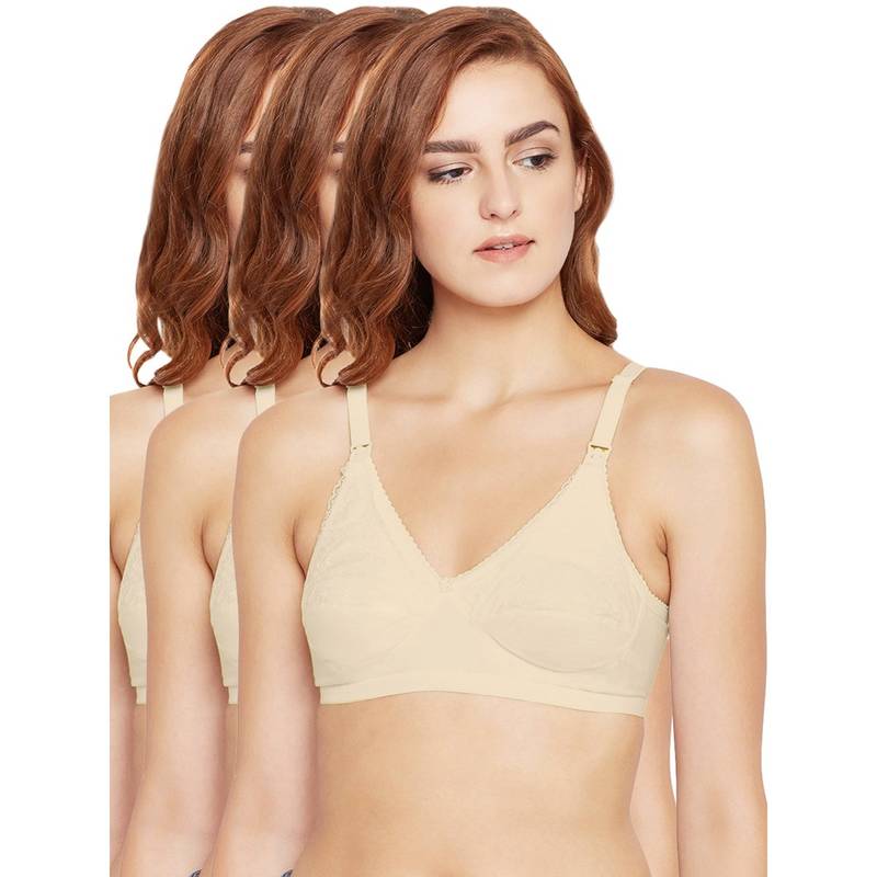 Bodycare 100% Cotton Non Padded Non Wired Feeding Bra (Pack of 3) (38D)