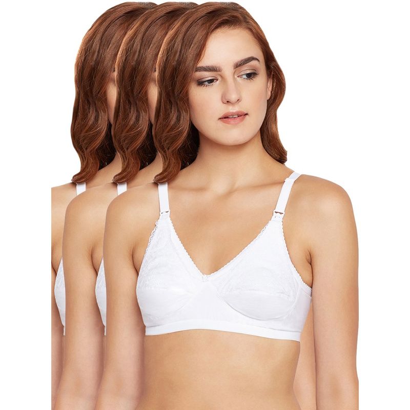 Bodycare 100% Cotton Non Padded Non Wired Feeding Bra (Pack of 3) (32B)