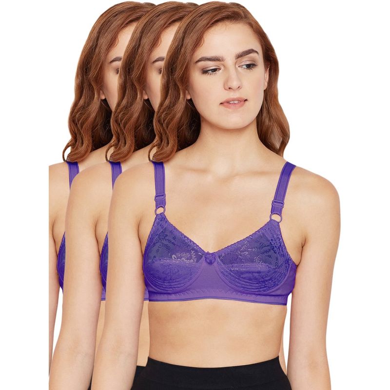 Bodycare 100% Cotton Non Padded Non Wired Regular Bra (Pack of 3) (32D)