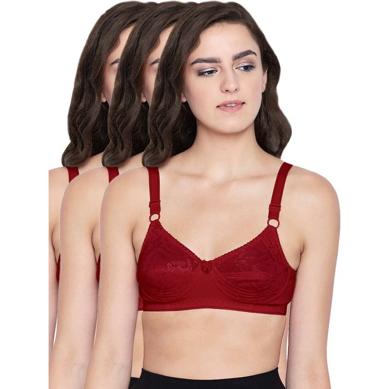 Bodycare 100% Cotton Non Padded Non Wired Regular Bra (Pack of 3) (32B)