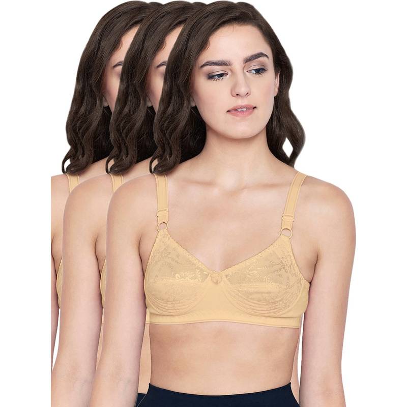 Bodycare 100% Cotton Non Padded Non Wired Regular Bra (Pack of 3) (36B)