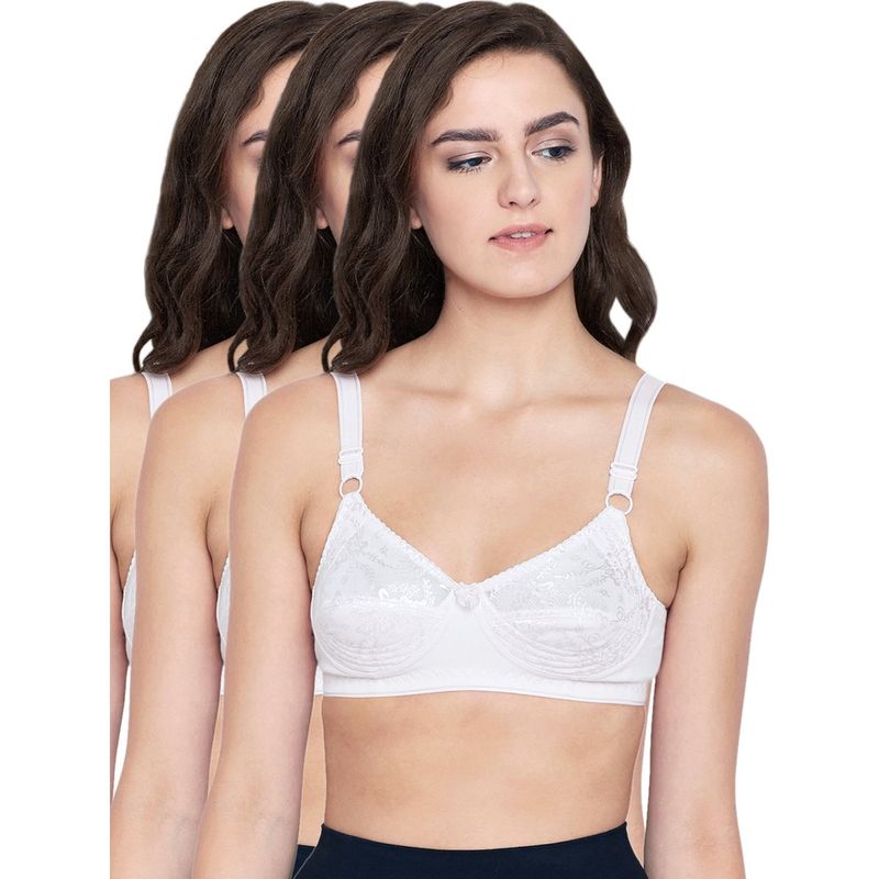 Bodycare 100% Cotton Non Padded Non Wired Regular Bra (Pack of 3) (32D)