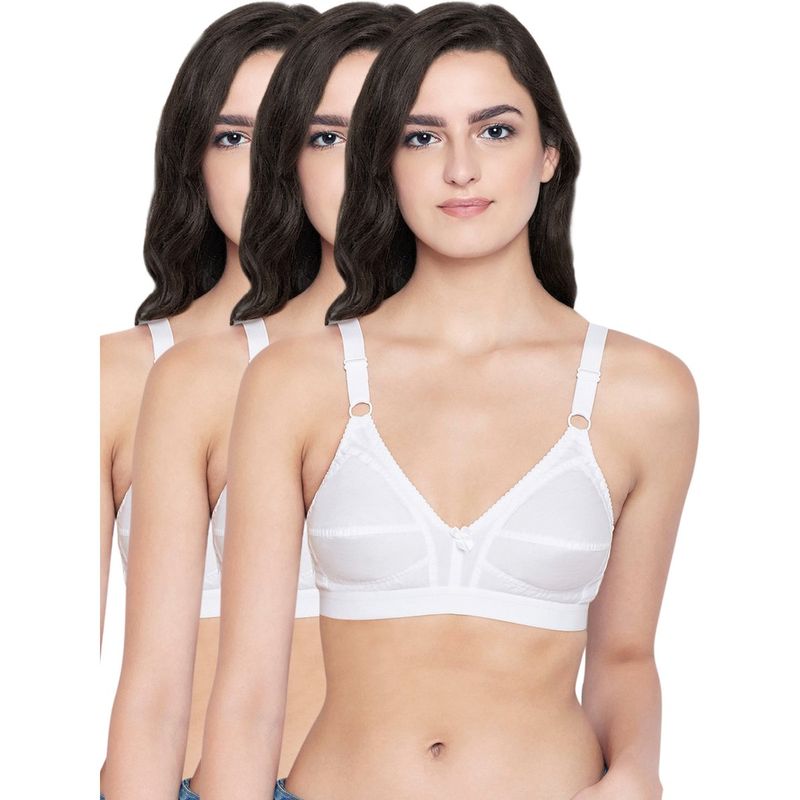 Bodycare 100% Cotton Non Padded Non Wired Regular Bra (Pack of 3) (40C)
