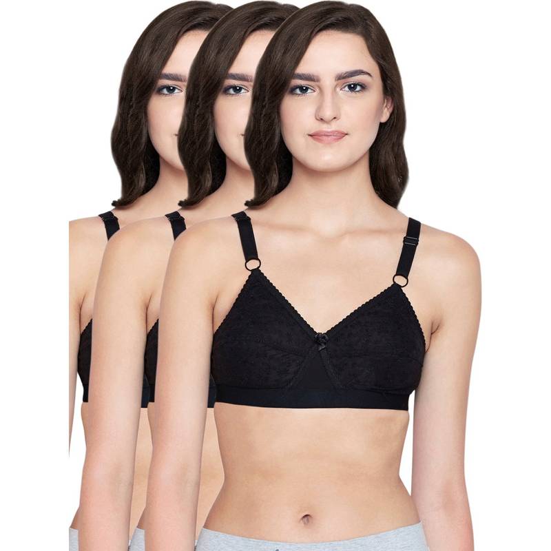 Bodycare 100% Cotton Lightly Padded Non Wired T-Shirt Bra (Pack of 3) (32C)