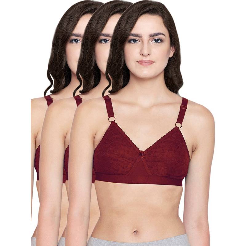 Bodycare 100% Cotton Lightly Padded Non Wired T-Shirt Bra (Pack of 3) (32C)