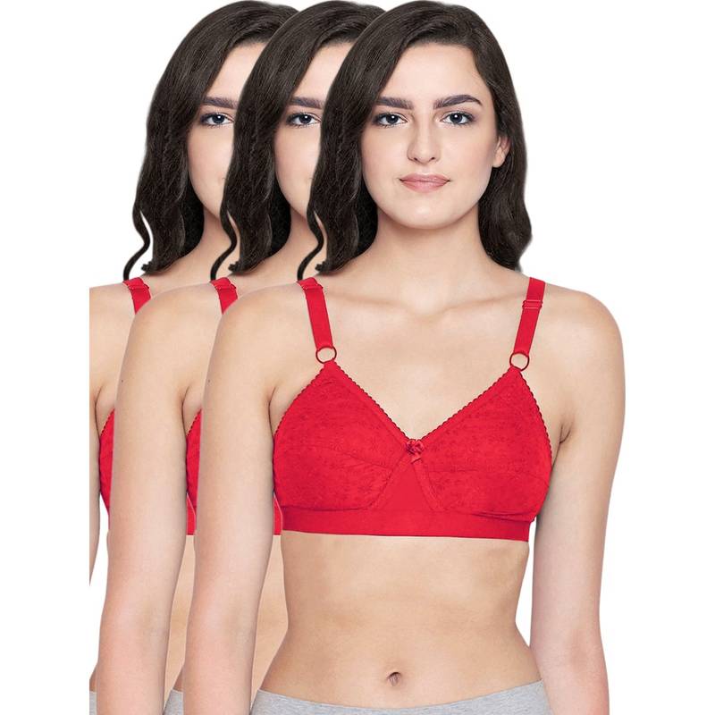 Bodycare 100% Cotton Lightly Padded Non Wired T-Shirt Bra (Pack of 3) (34E)