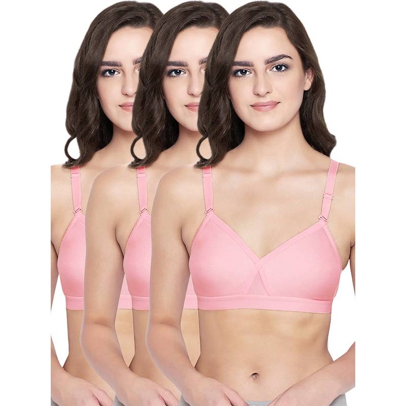 Bodycare 100% Cotton Non Padded Non Wired Seamless Bra (Pack of 3) (38C)