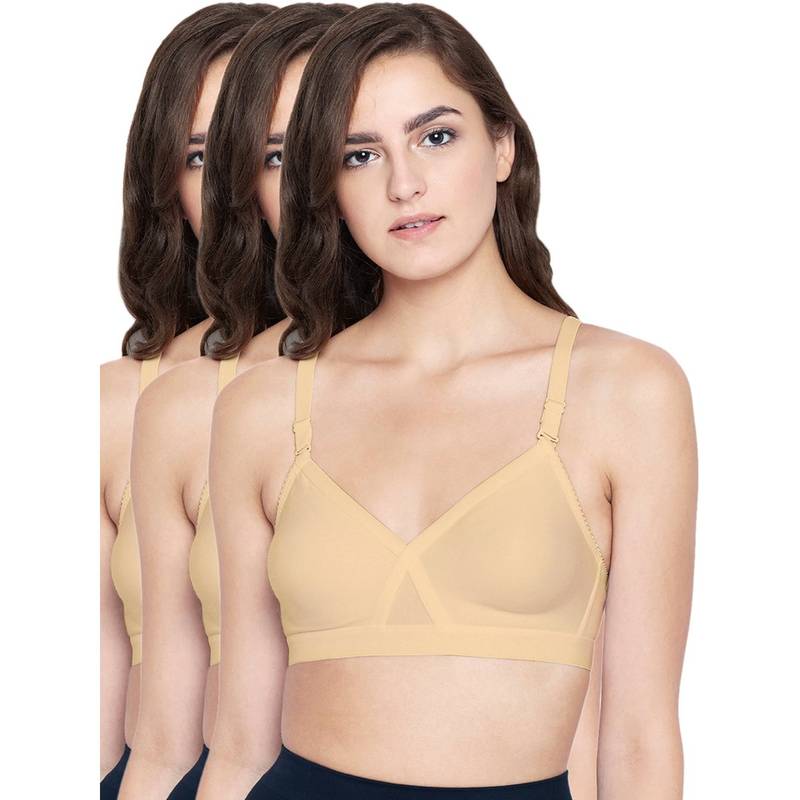 Bodycare 100% Cotton Non Padded Non Wired Seamless Bra (Pack of 3) (44D)
