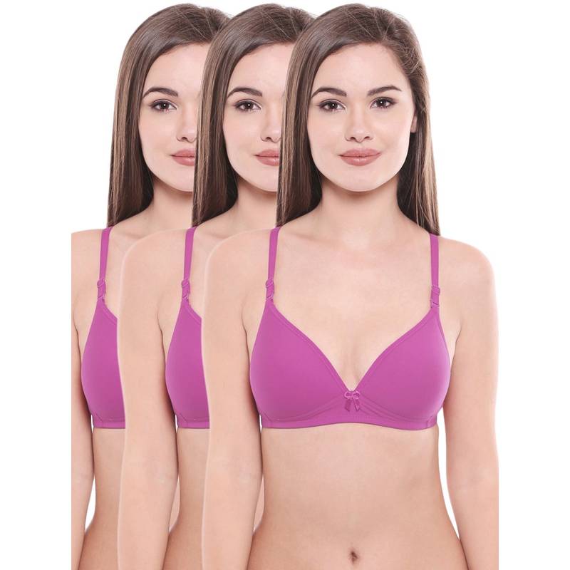 Bodycare Polycotton Padded Non Wired T-Shirt Bra (Pack of 3) (30B)