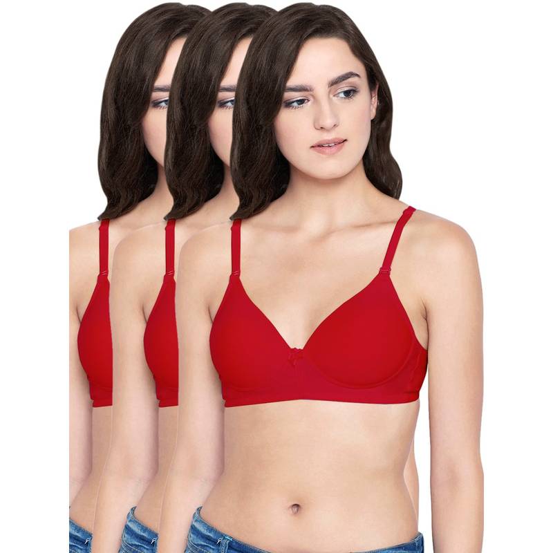 Bodycare Cotton Spandex Padded Non Wired T-Shirt Bra (Pack of 3) (30B)