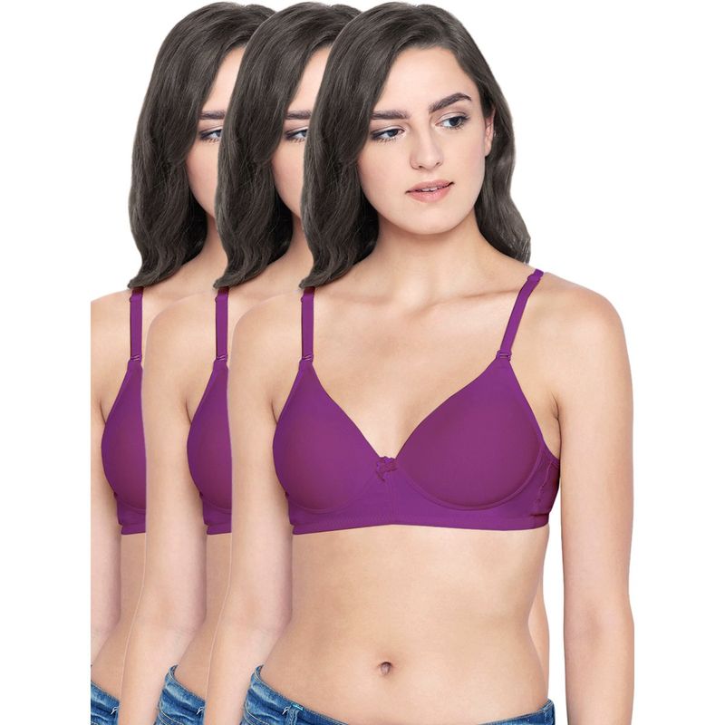Bodycare Cotton Spandex Padded Non Wired T-Shirt Bra (Pack of 3) (32B)