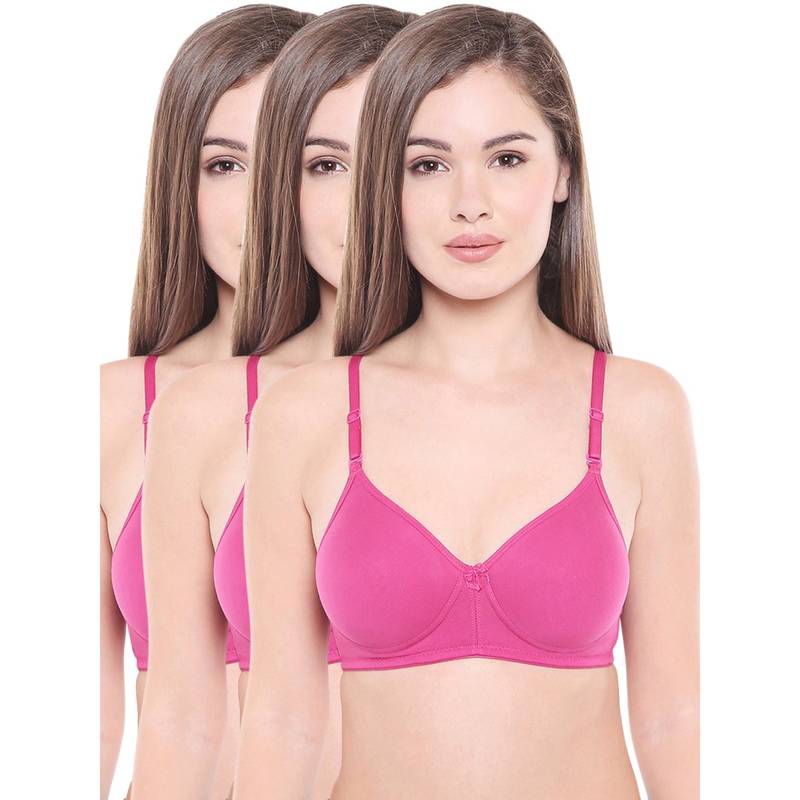 Bodycare Cotton Spandex Lightly Padded Non Wired Seamless Cup Bra (Pack of 3) (34B)