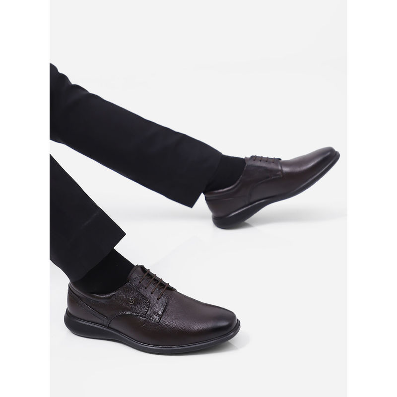 Monte Carlo Men Brown Solid Lace Up Genuine Leather Derby Shoes (UK 10)