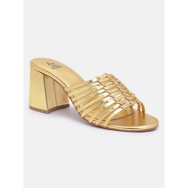 Tao Paris Women STRATA Gold Block Heels (EURO 38)