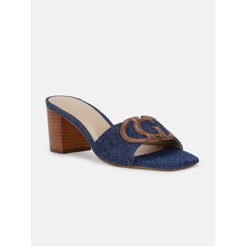 Guess Women Dark Blue Solid Giulian Sabot Block Heels (UK 6)