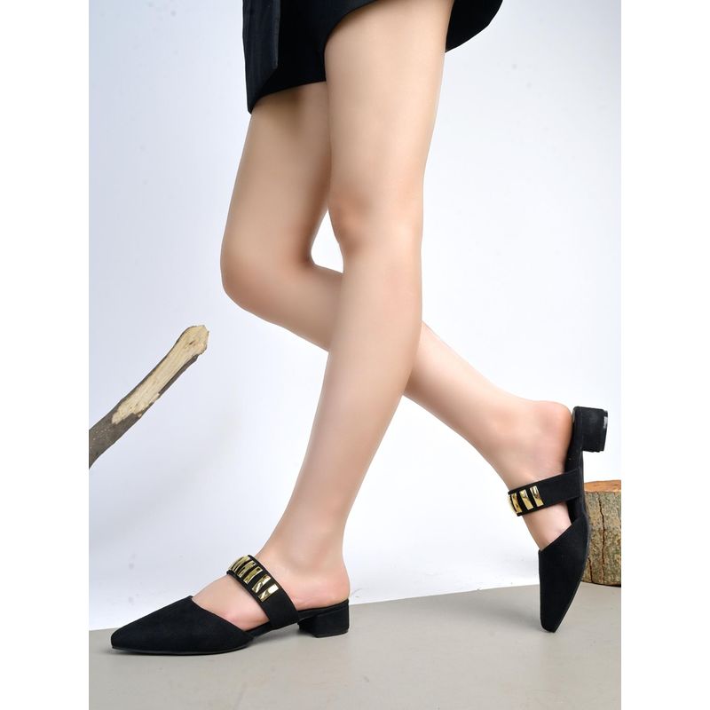 HVNLY by Shoetopia Womens Black Mules Heels (EURO 36)