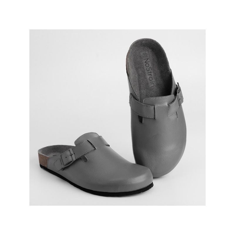 NoStrain Mens Mule Cork With An Adjustable Buckle - Grey (UK 6)