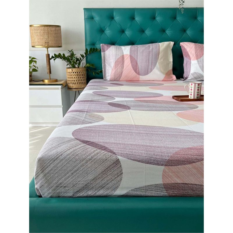 Urban Space Cotton Bedsheet with 2 Pillow Covers - Multicolor (King)