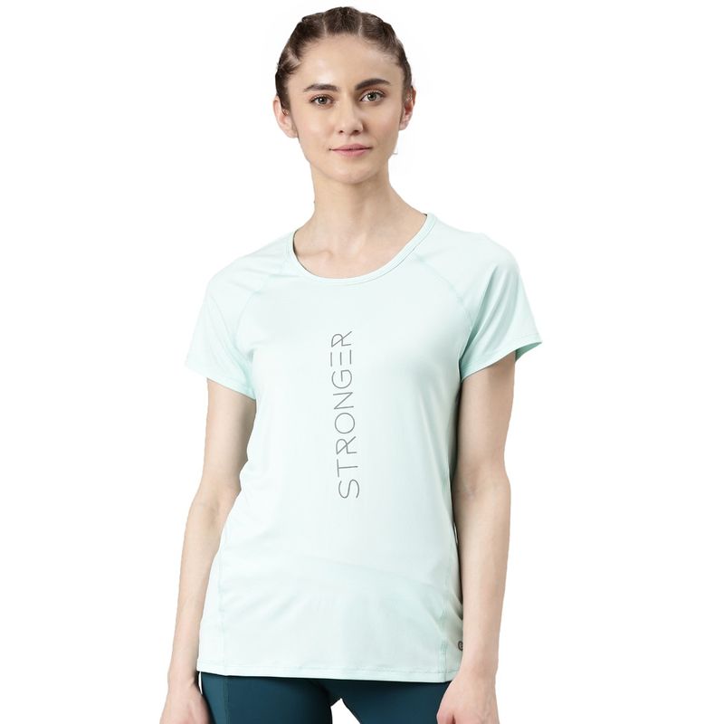 Enamor Athleisure Womens Raglan Short Sleeve Scoop Neck Dry Fit Graphic T-Shirt (L)