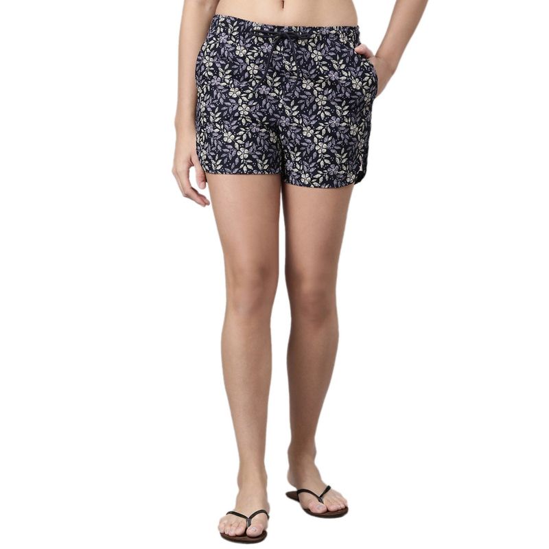 Enamor Mid Rise Cotton Shorts with Side Pockets (L)