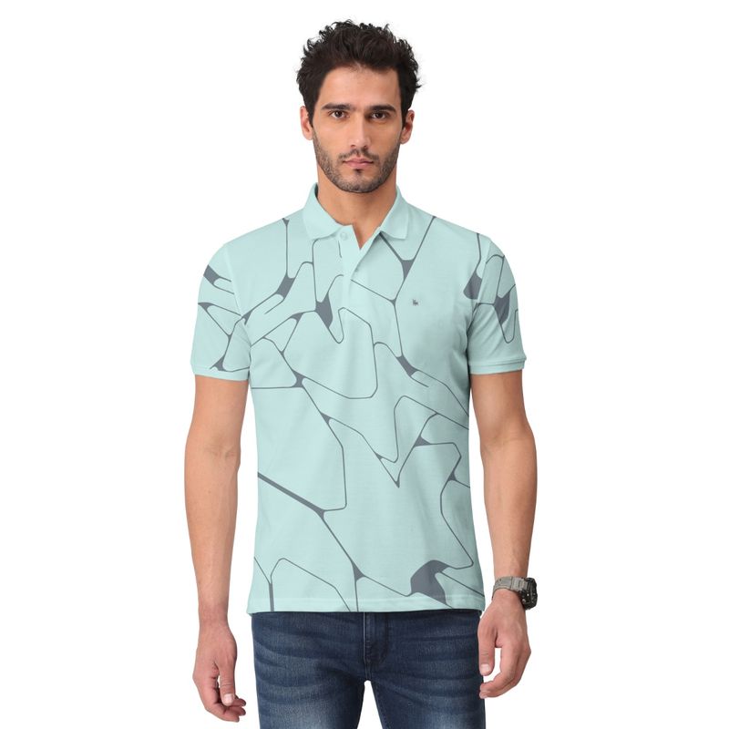BULLMER Men Neo Mint Green Printed Half Sleeve Collar Neck T-Shirt (3XL)