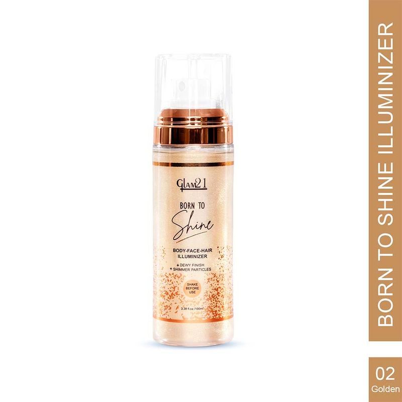 GLAM21 Born To Shine Three-In-One Illuminizer Spray With Dewy Finish - Golden