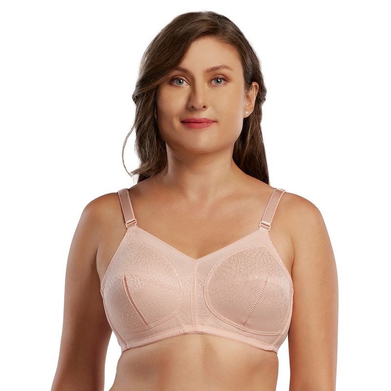 Enamor Womens F096-Non Padded Wirefree Full Coverage Ultimate Curve Support Bra Pink (44G)