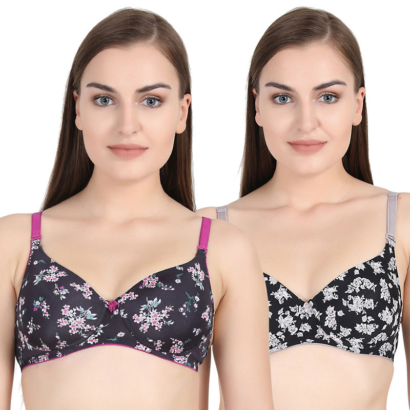 Buy Groversons Paris Beauty Floral Printed Light Padded Bra Combo -  Multi-Color (38B) Online