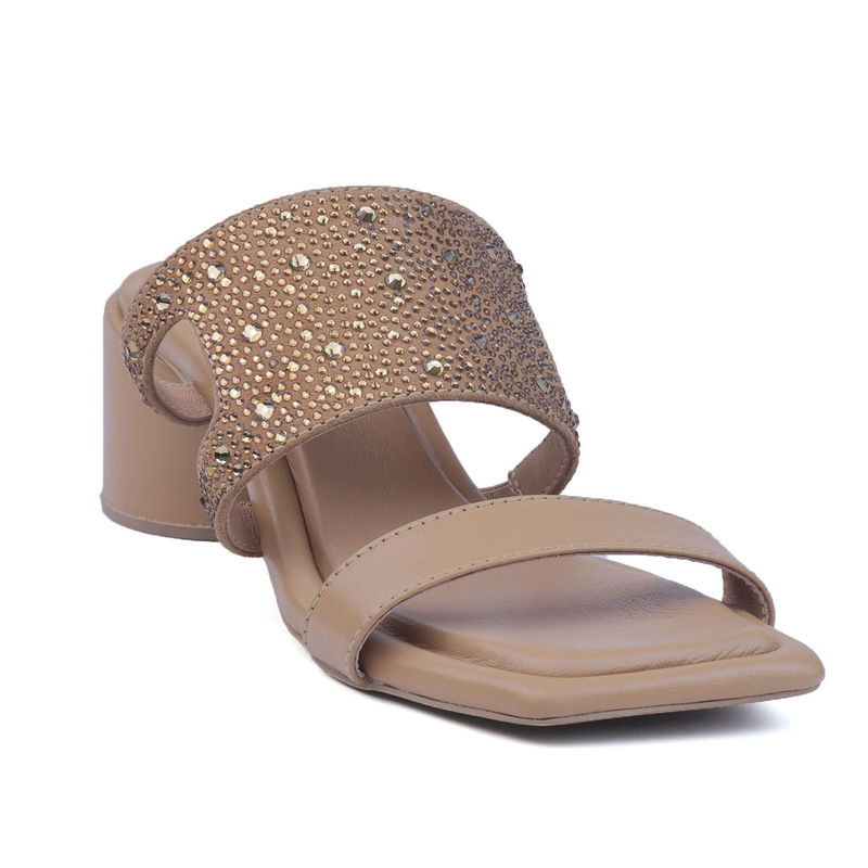 Heel Your Sole Women Beige Brillante Heels (EURO 36)