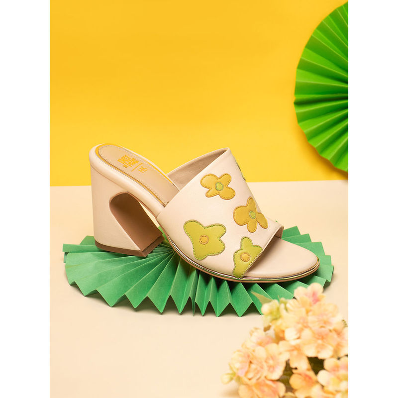 Heel Your Sole Women Beige Fleur Butter Heels (EURO 37)