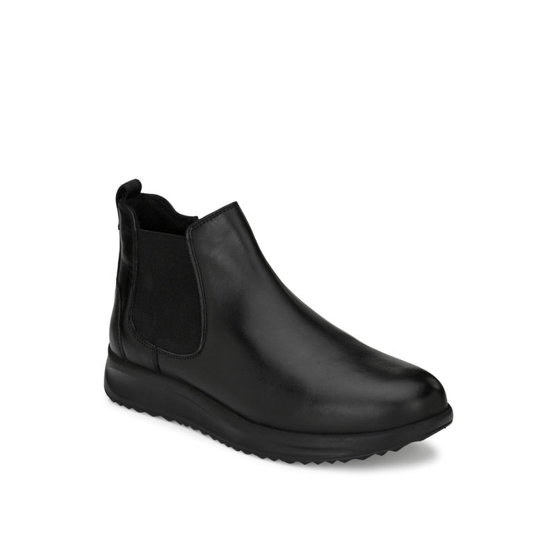 Delize Mens Black Solid Ankle Boots (UK 8)