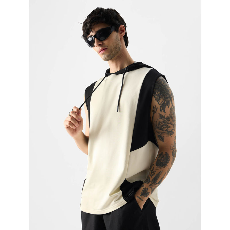 The Souled Store Original Solids: Black, White (Colourblock) Men Hooded Vests (2XL)
