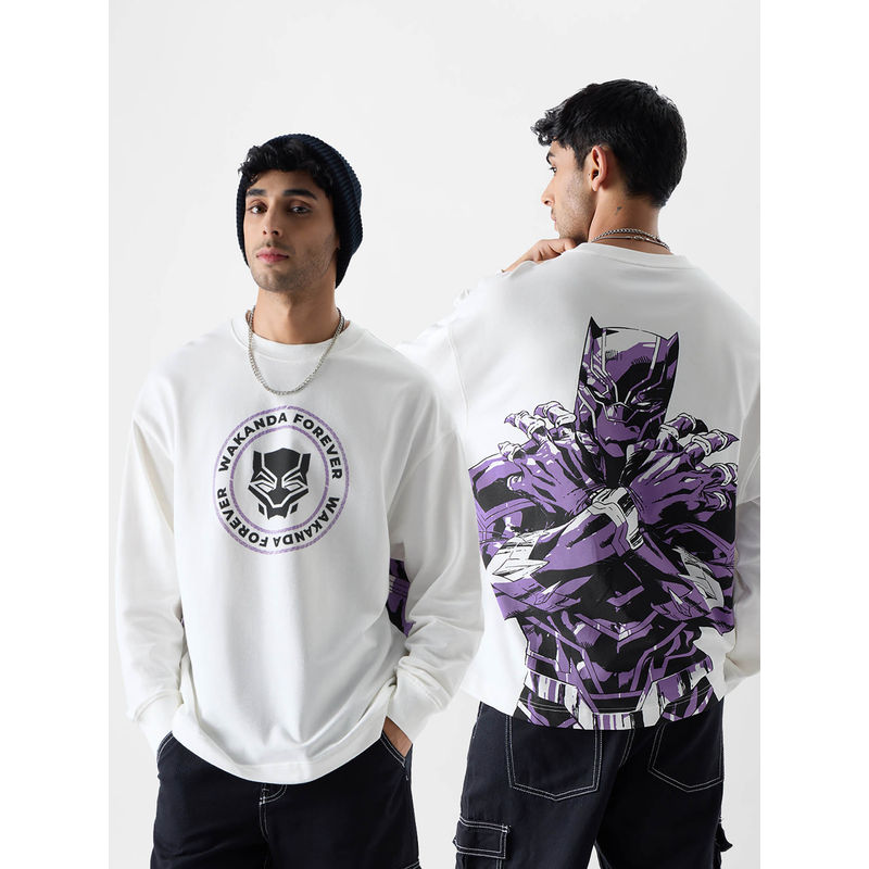 The Souled Store Black Panther: The Warrior Men Oversized Full Sleeve T-Shirts (L)