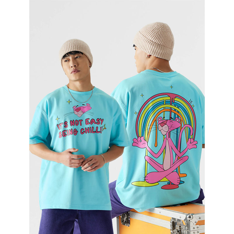 The Souled Store Pink Panther: The Art Of Chilling Men Oversized T-Shirts (M)