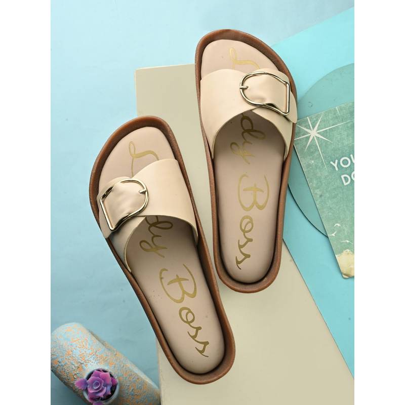 EGOSS Women Beige Lady Boss Sandals (EURO 38)