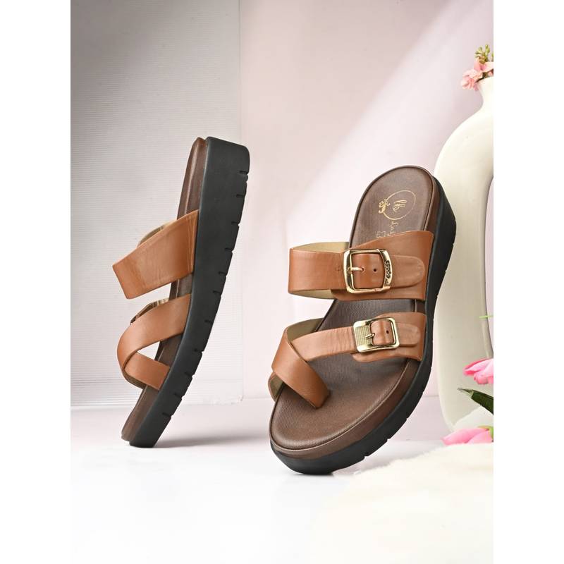 EGOSS Women Brown Lady Boss Sandals (EURO 41)