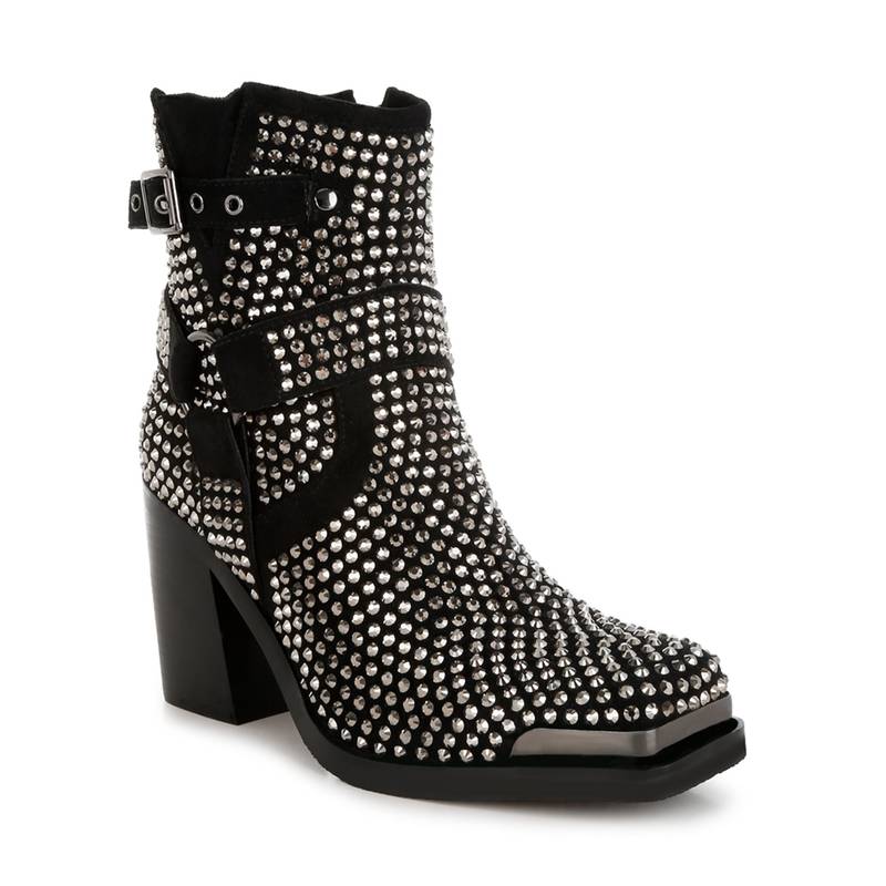 Rag & Co Women Black Buckle Boots (EURO 38)